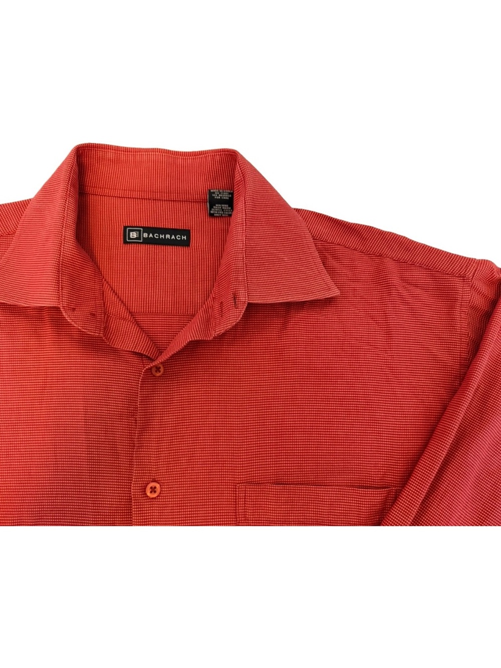 Bachrach Men’s Classic Fit Cotton Solid Dress Shirt Red Orange XL